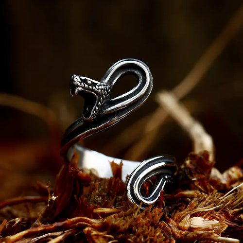 Vintage Stainless Steel Snake Ring - Eloxia